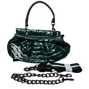 Think Royln Carrington Metallic Emerald Quilted Shoulder Crossbody Designer Bag